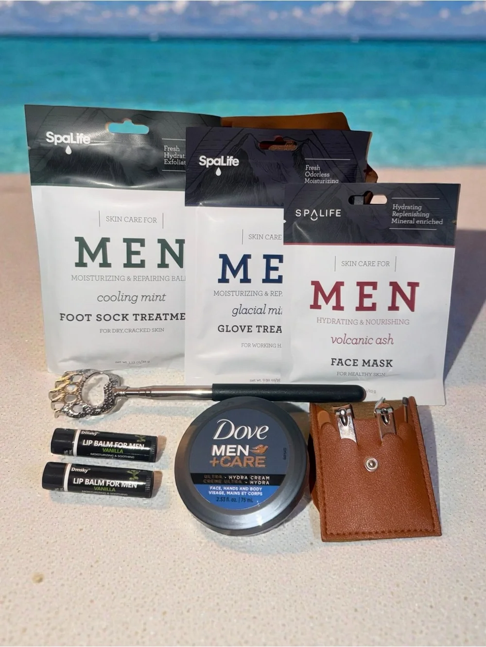 Manscaping Self-Care Gift Set | Man of God Toiletry Bag | Leather Noir Candle
